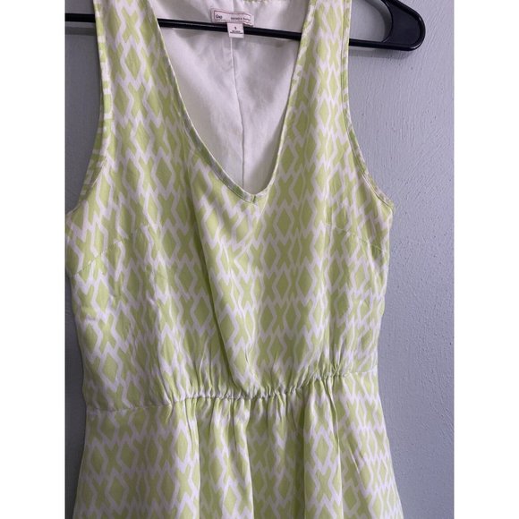 GAP Designed Crafted Eileen Small Lime Green Sun Dress Geometric V-Neck - Picture 2 of 7